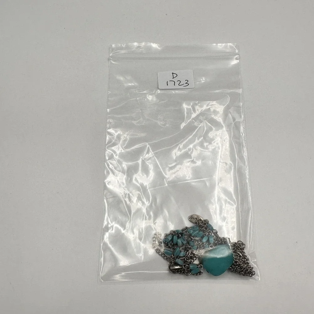 Vintage Y2K Multi Stand Necklace Silver Tone Faux Turquoise Jewelry